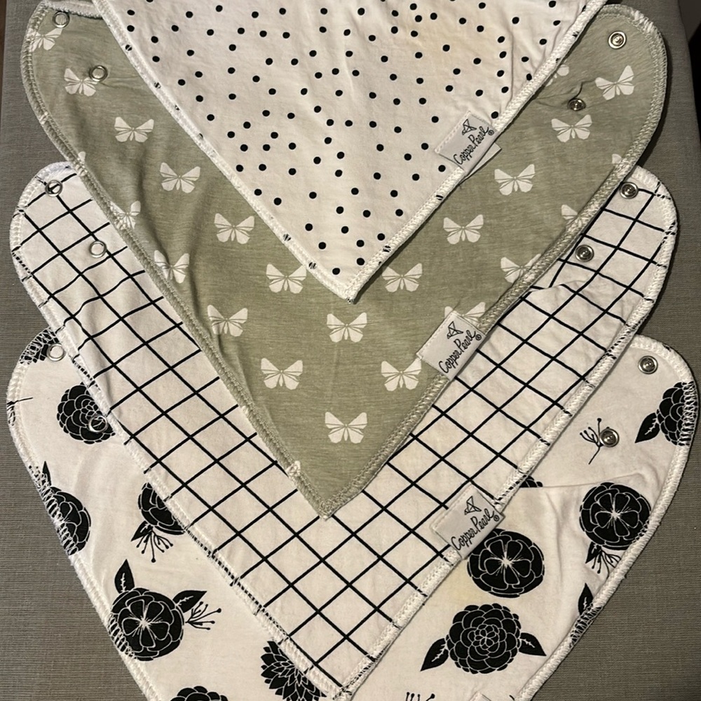 Set of 4 Copper Pearl bandana bibs